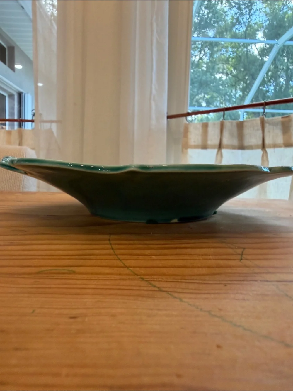 Antique Victorian Green Strawberry Vine Grape 19th Century Majolica Plate Dish.